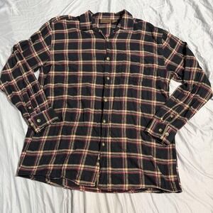Marino Bay Button Up Shirt Mens XLT Black Plaid Flannel Long Sleeve Casual